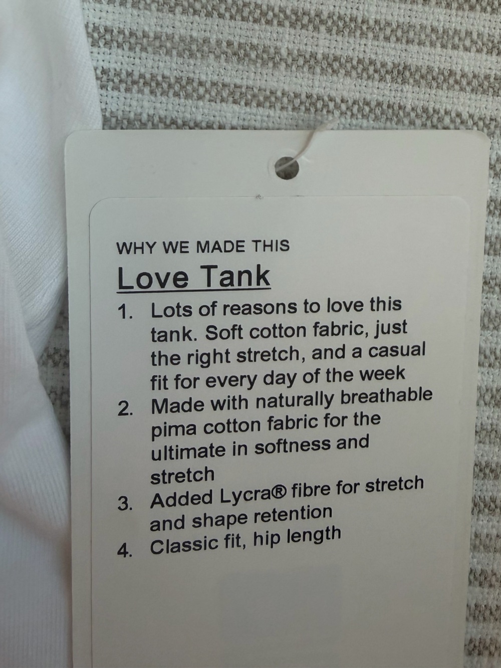 lululemon athletica White Love Tank Top with Black "PILATES Social Club" NWT - Picture 3 of 6